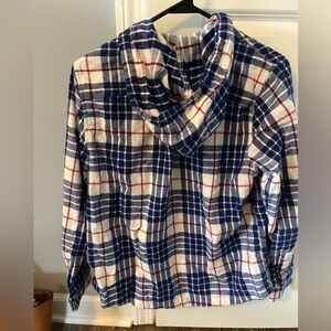 Blue and White Plaid Zip-Up Hoodie. Flannel material. No tags but never worn!